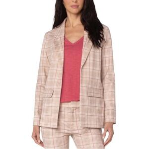 NWT Liverpool blazer stretch ponte knit open front plaid career jacket size 3X